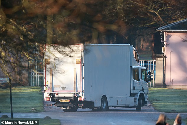 A van arrives at Royal Lodge on the Windsor estate as Andrew prepares to move out