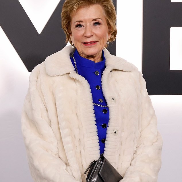 Secretary of Education Linda McMahon is pictured above at the world premiere of the Melania movie on Thursday night - DailyMailUS