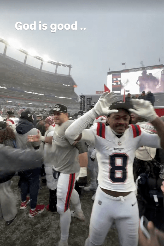 Stefon Diggs celebrates after winning the AFC Championship game.