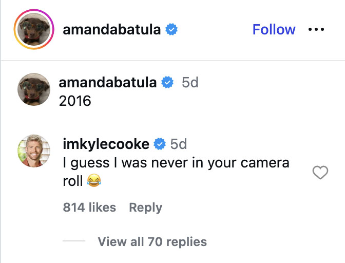 Kyle Cooke’s Instagram Comment That Seemed To Predict Amanda Split