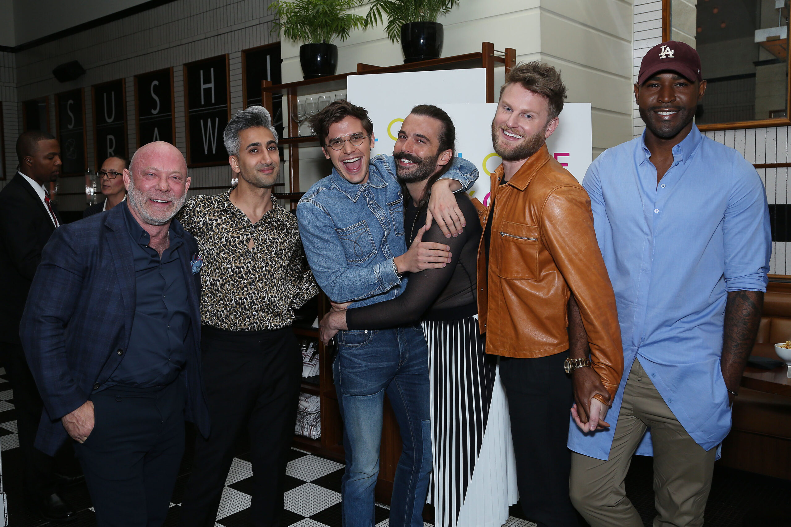 David Collins, Tan France, Antoni Porowski, Jonathan Van Ness, Bobby Berk, and Karamo Brown at the Netflix FYSEE Screening for Queer Eye Season Three.