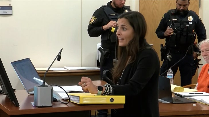 Scene from the Albuquerque courtroom as prosecutors outline allegations during Busfield's hearing