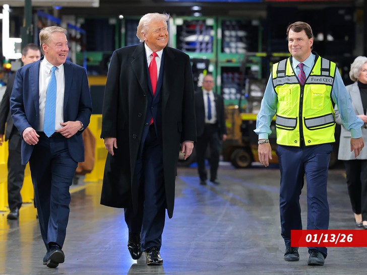 President Donald Trump on the factory floor during a Ford plant visit. (Getty Images)