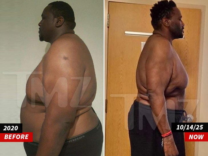 Quinton Aaron before-and-after weight loss comparison