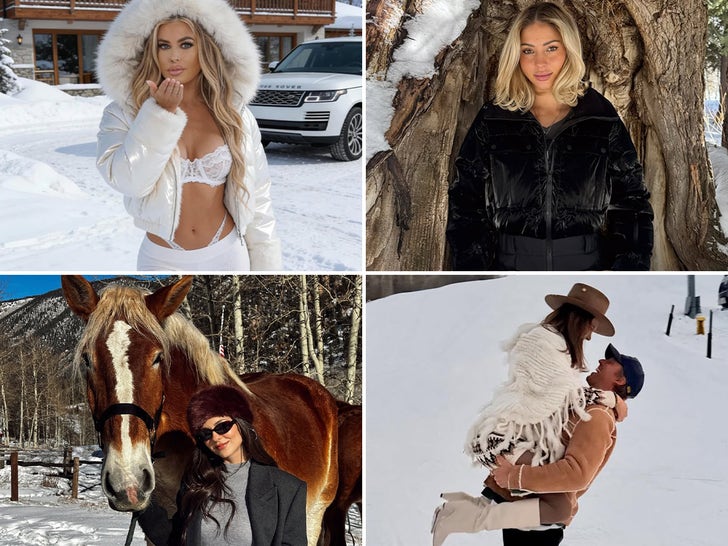 Stars vacationing in Aspen during a snowy getaway