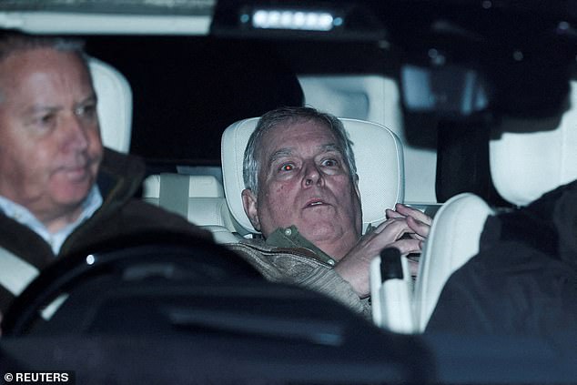 Prince Andrew leaving Aylsham Police Station in Norfolk following his arrest.