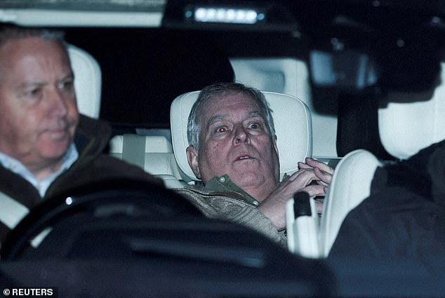 Prince Andrew seen seated in a car
