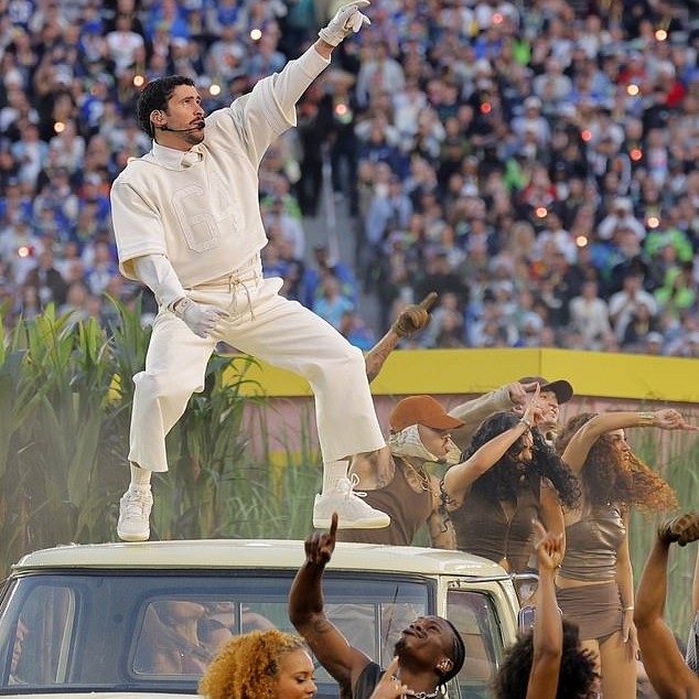 Bad Bunny's halftime show came a week after he made history at the Grammys by winning the coveted album of the year award, marking the first time it has gone to a Spanish-language album - DailyMailUS