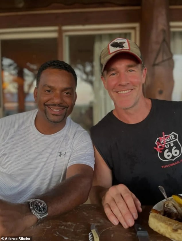 Alfonso Ribeiro and James Van Der Beek smiling together in a throwback photo