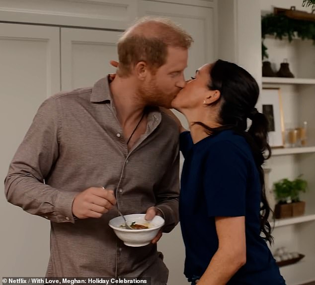 Meghan Markle kisses Prince Harry in a festive trailer for her Netflix series