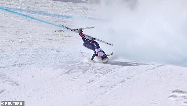 Lindsey Vonn crashes during the women's Olympic downhill in Cortina d'Ampezzo