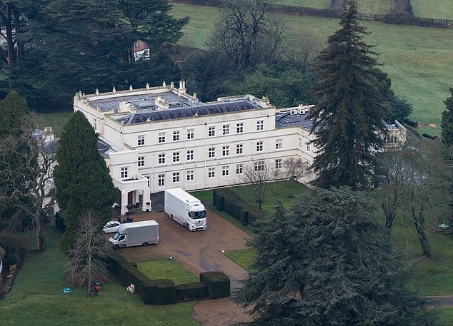 Removal vans outside Royal Lodge in early February as Andrew prepared to leave the Windsor residence.