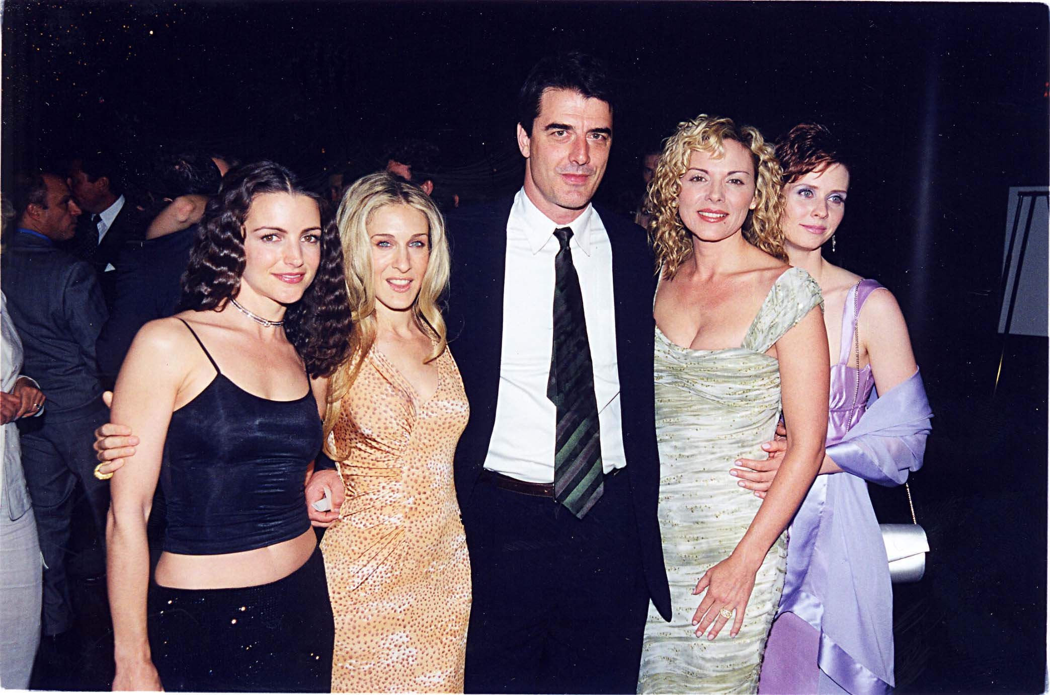 Kristin Davis, Sarah Jessica Parker, Chris Noth, Kim Cattrall, and Cynthia Nixon at a Sex and the City event.