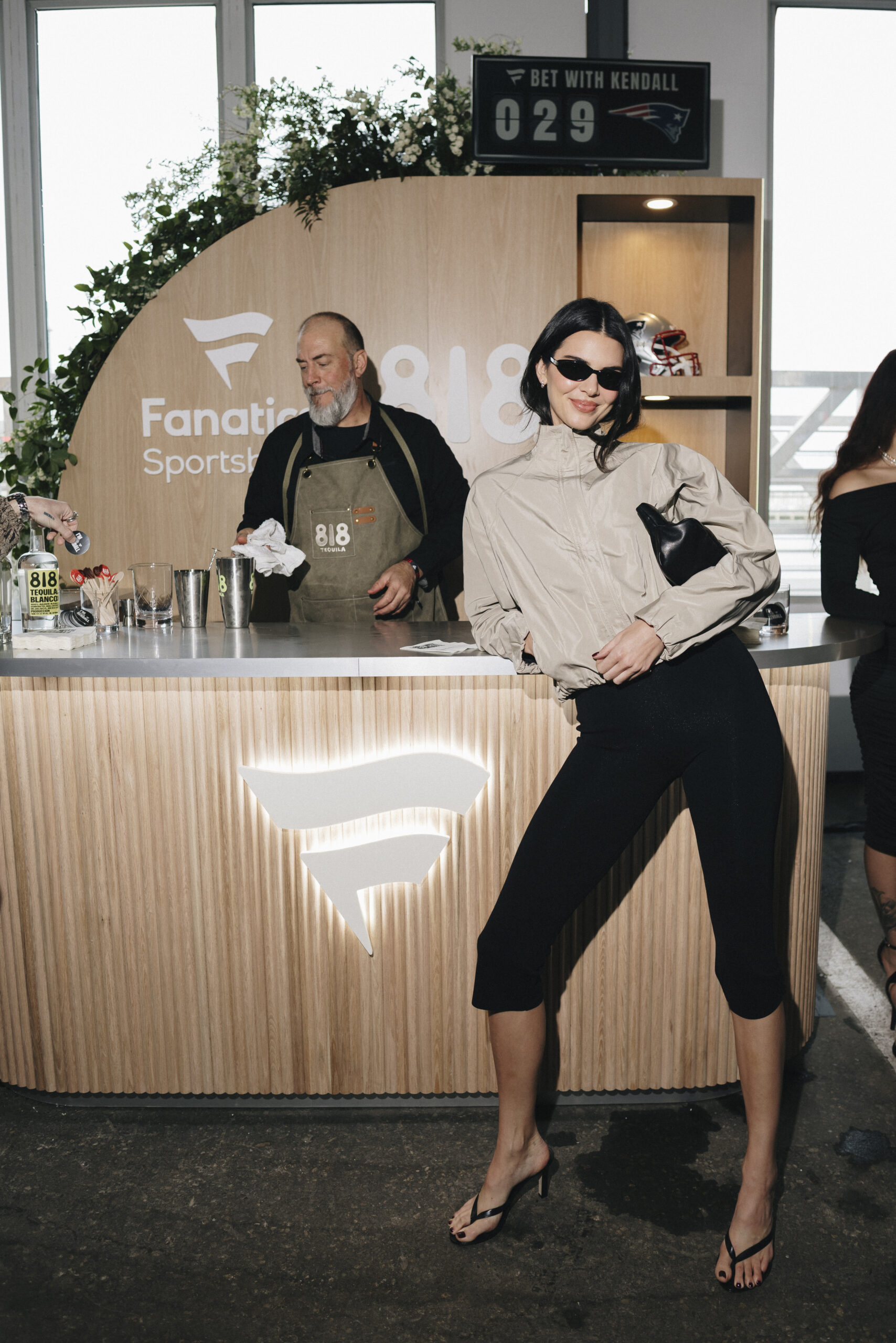 Kendall Jenner at an 818 Tequila bar during the Fanatics Super Bowl Party.