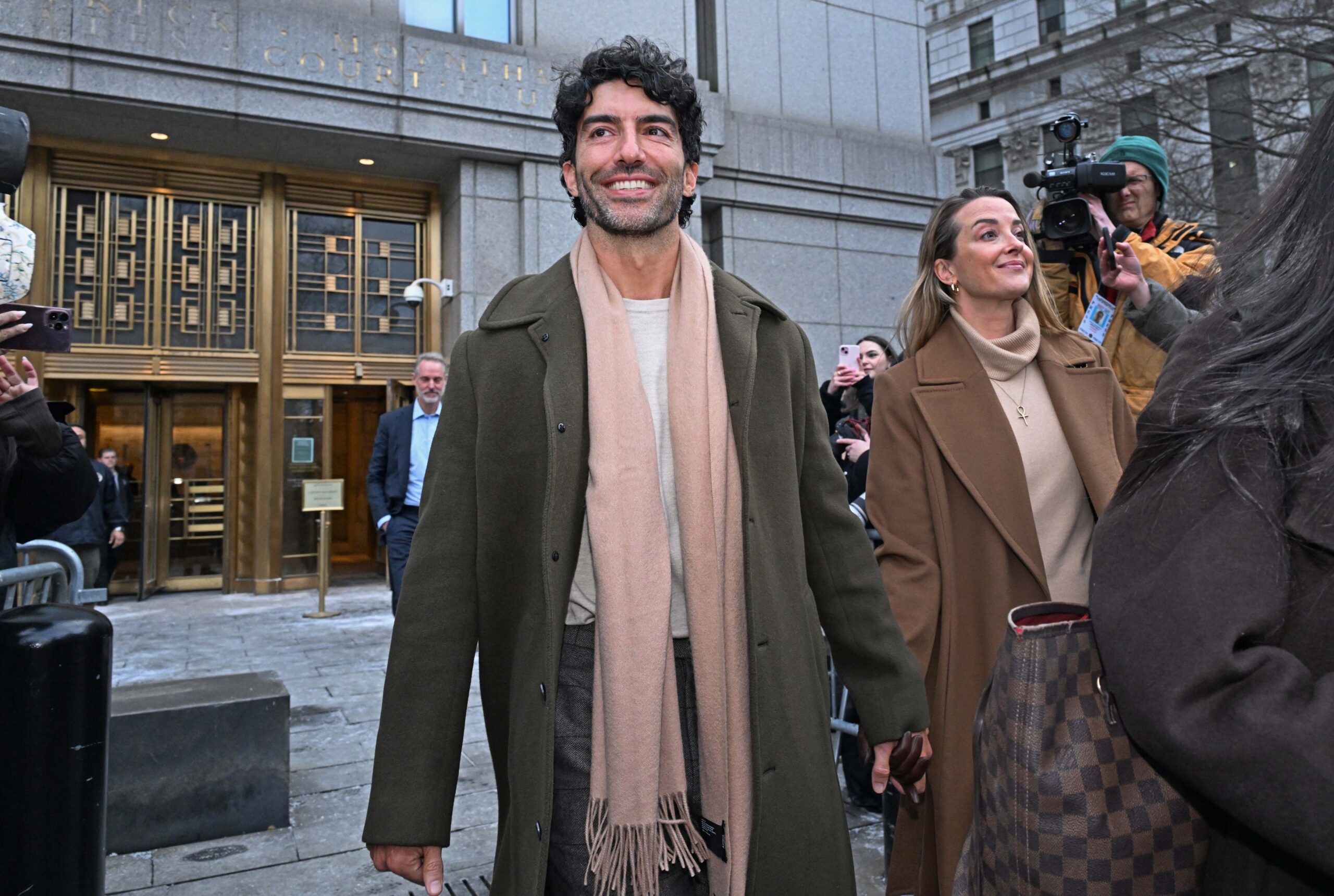 Justin Baldoni leaving federal court after a settlement conference.