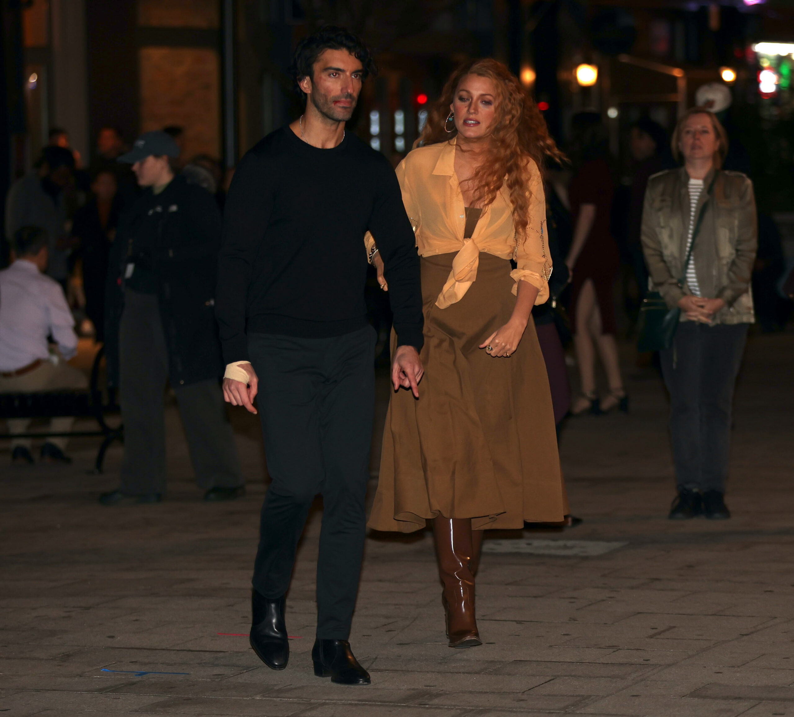 Justin Baldoni and Blake Lively on the set of 'It Ends with Us'.
