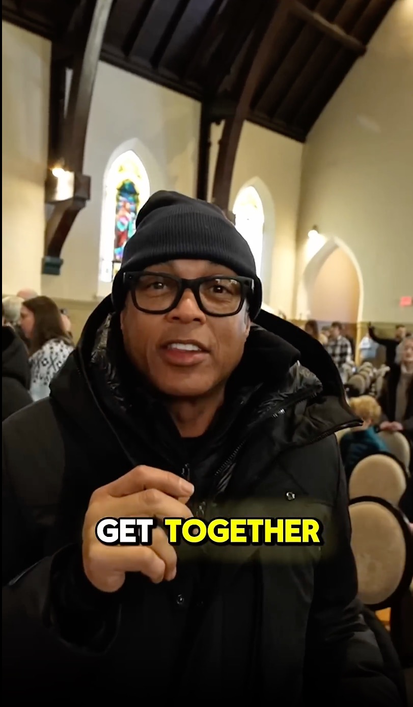 Don Lemon speaking at the anti-ICE protest inside a church.