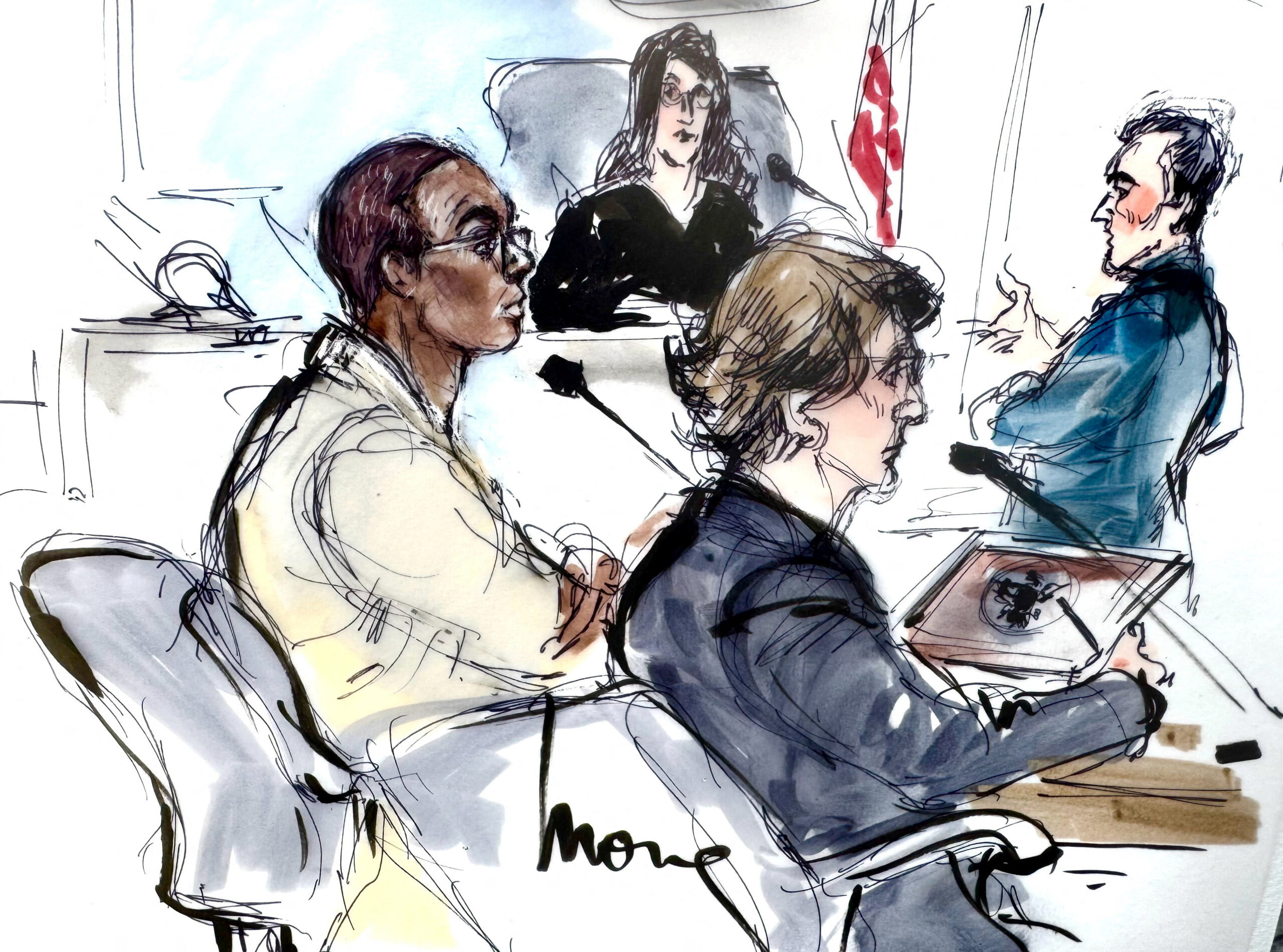 Illustration of former CNN anchor Don Lemon in federal court in Los Angeles.