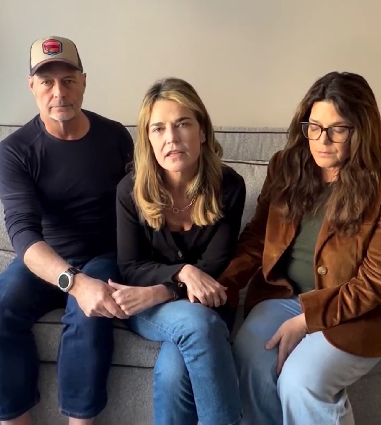 Savannah Guthrie with her siblings delivering a video plea for their mother's safe return.