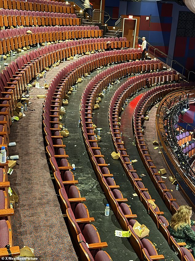 After the ceremony, rows of seats at the Dolby Theatre left with snack boxes and trash