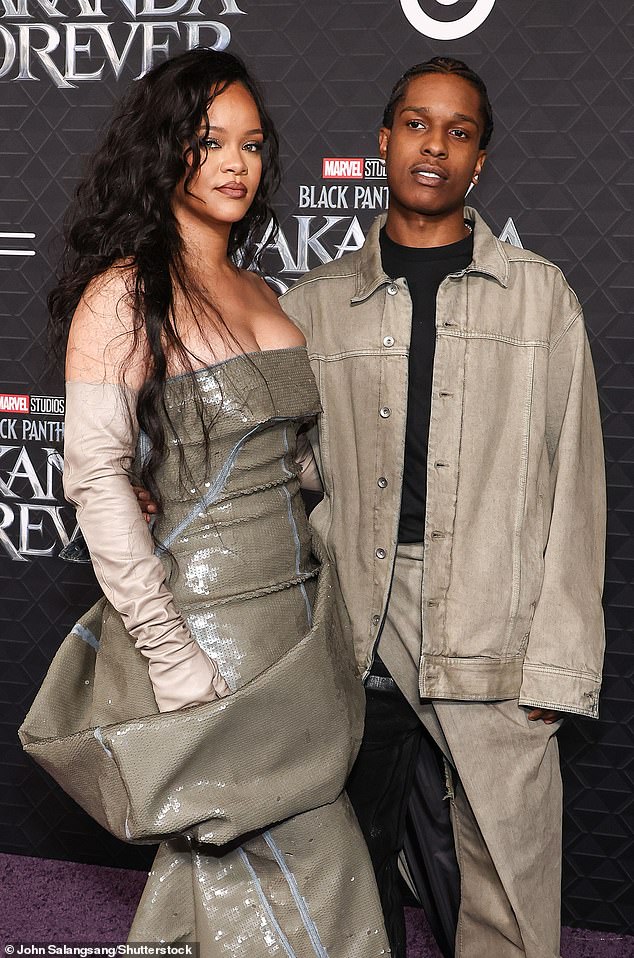 Rihanna and A$AP Rocky pictured together at a 2022 event in Los Angeles