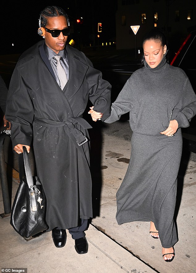 Rihanna and A$AP Rocky walking together in Los Angeles on February 6