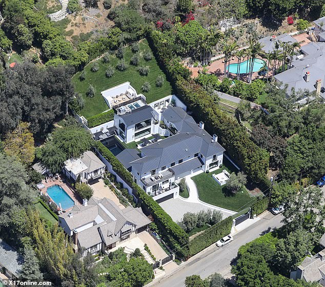 Aerial view of Rihanna's Beverly Hills mansion, purchased in 2021.