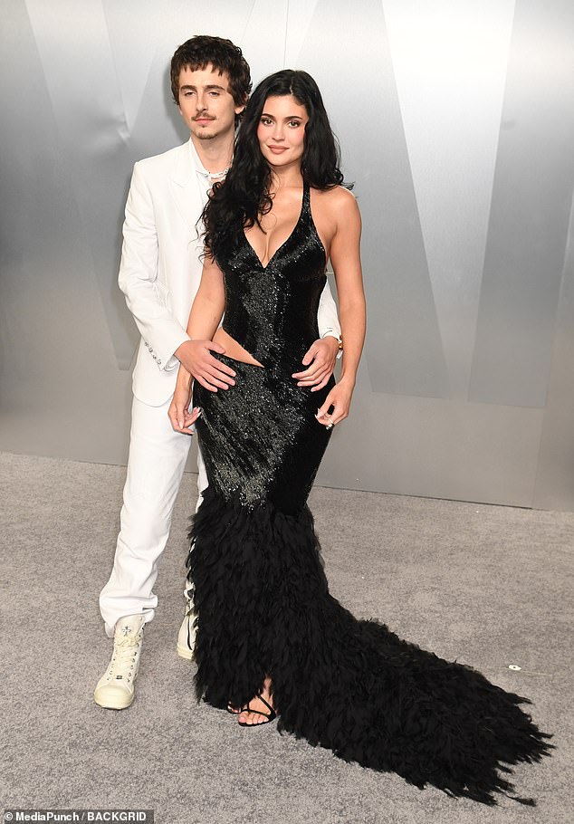Kylie Jenner with Timothee Chalamet at the Vanity Fair Oscar party, illustrating Kendall's separate orbit on the night.