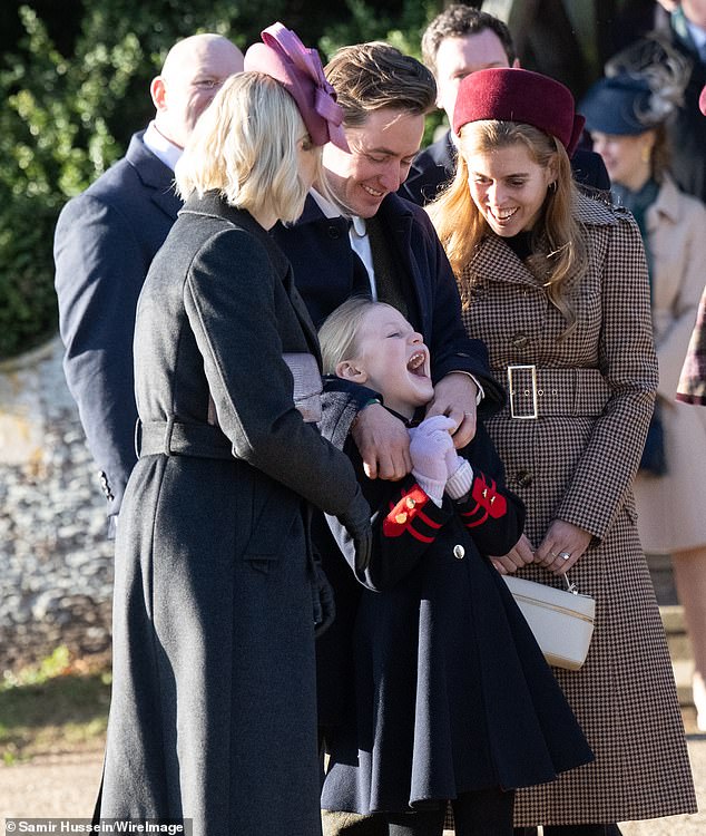 Princess Beatrice and Edoardo Mapelli Mozzi with Zara Tindall and her daughter Lena at a royal event