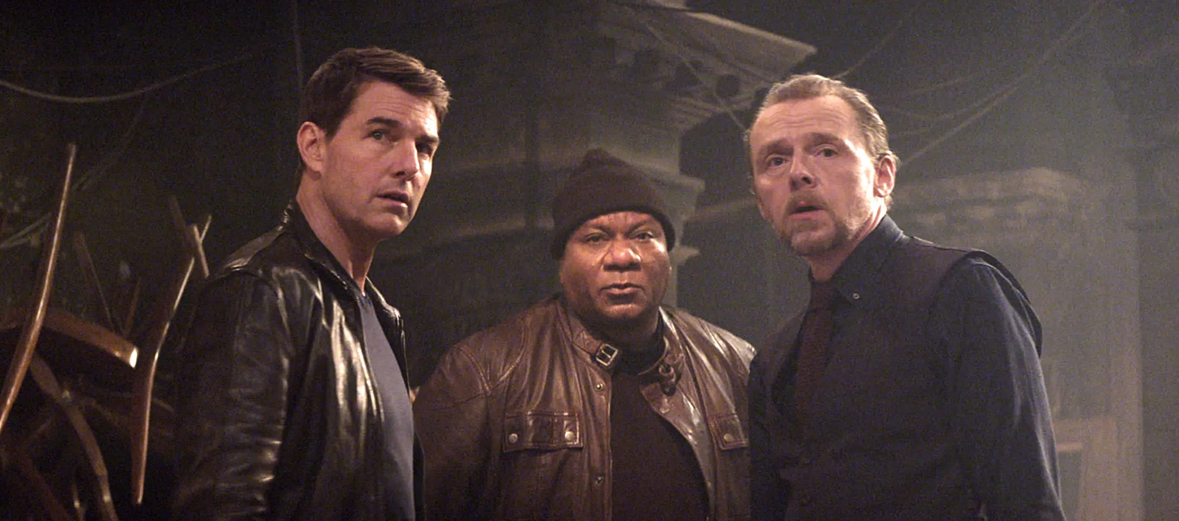 Tom Cruise, Ving Rhames, and Simon Pegg in a scene from "Mission: Impossible Dead Reckoning Part 1," in 2023.
