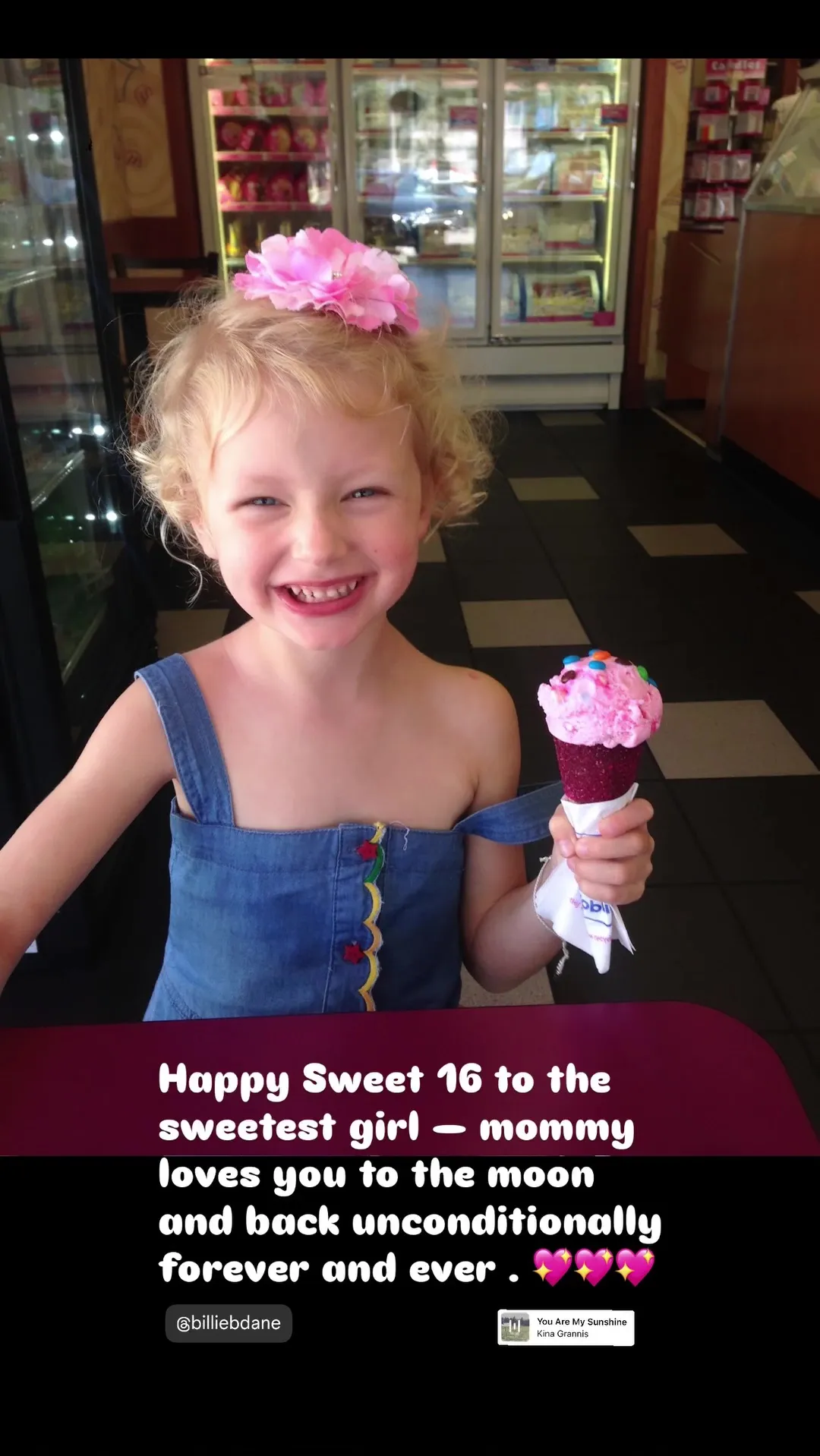 Billie as a toddler smiling with an ice cream cone in Rebecca Gayheart's throwback post