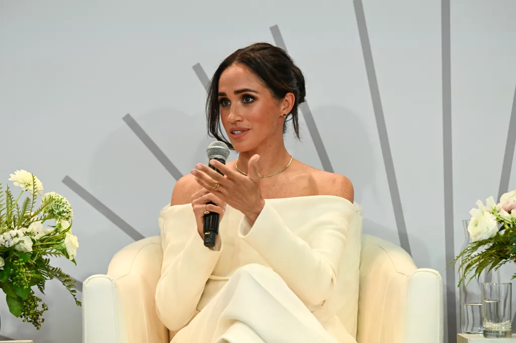 Meghan, Duchess of Sussex, speaks onstage at The Archewell Foundation Parents' Summit.
