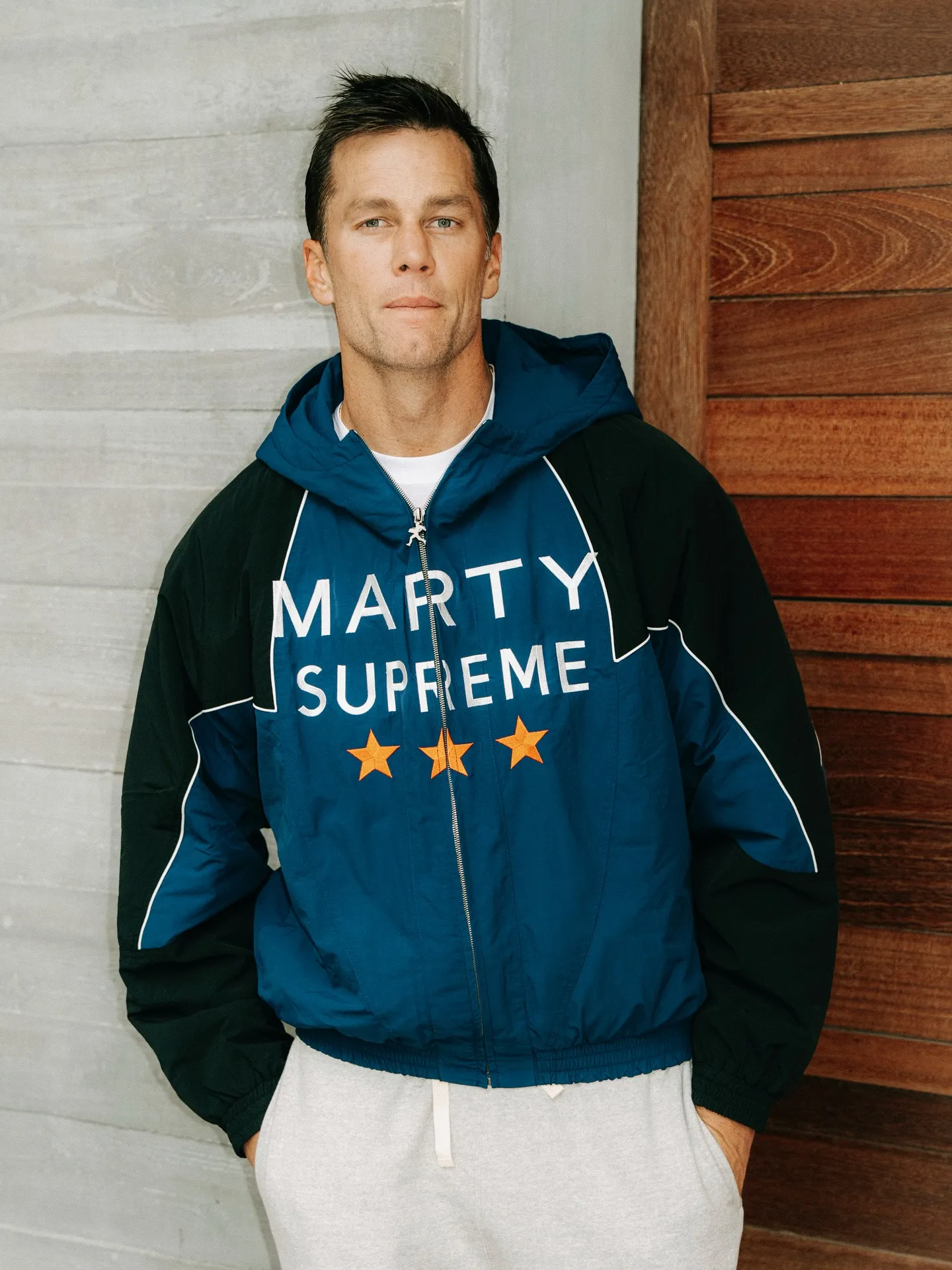 Tom Brady in an Instagram photo wearing a 'Marty Supreme' sweatshirt