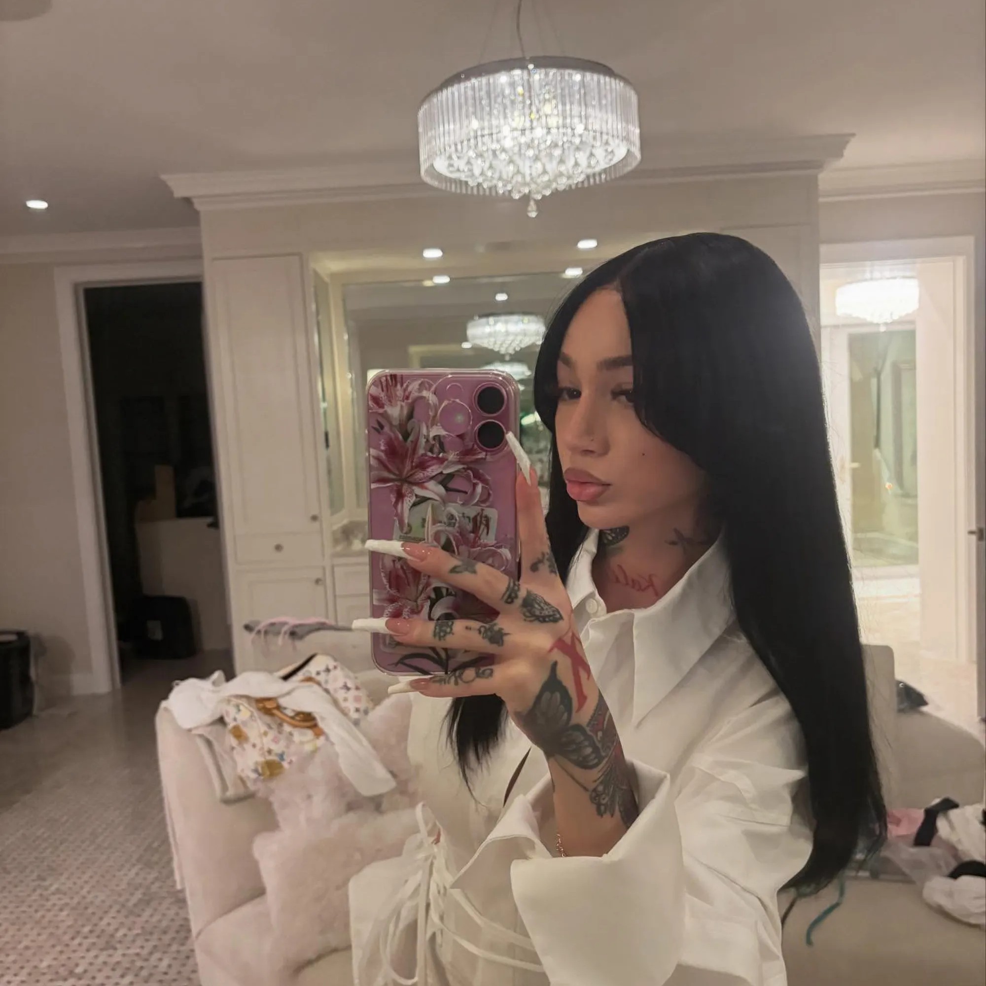 Bhadie, posing above for IG, said being a mom is what makes her happiest. - Instagram/@bhadbhabie