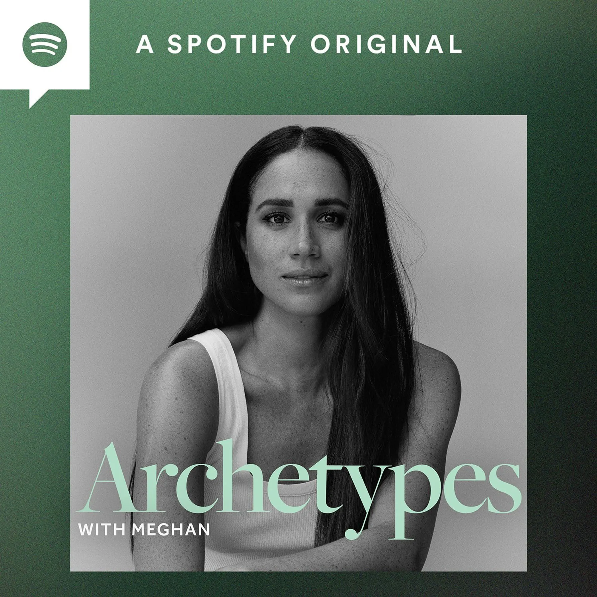 Cover art for Meghan Markle's Archetypes podcast with Spotify branding.