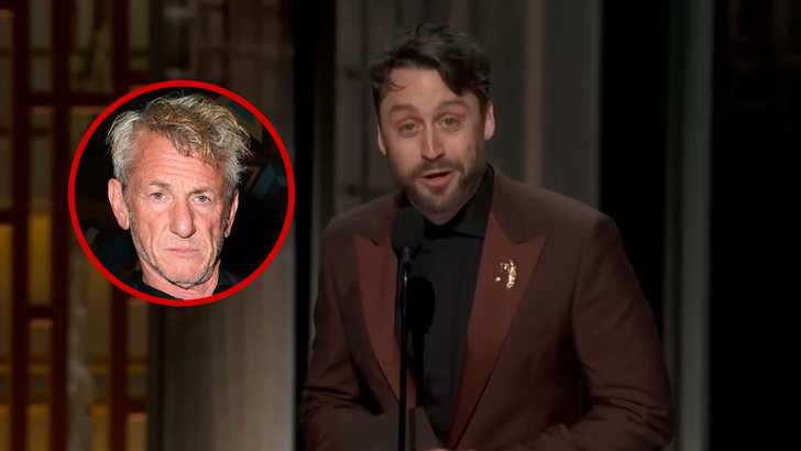 Kieran Culkin accepts the Best Supporting Actor Oscar on behalf of Sean Penn