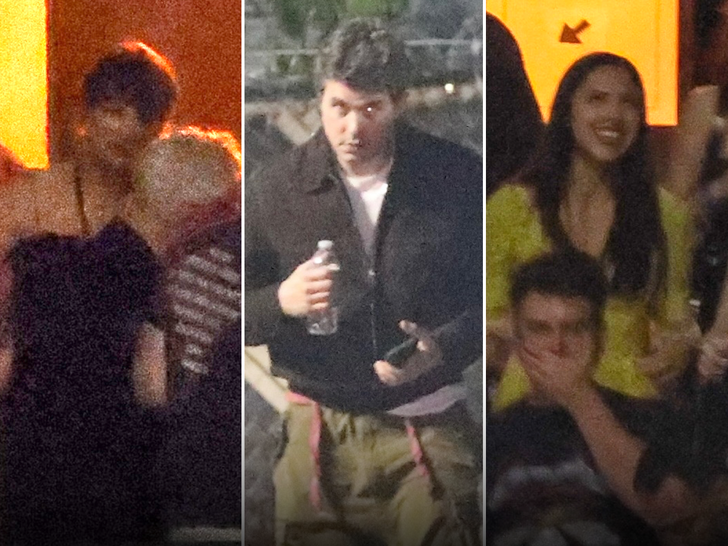 Taylor Swift, Olivia Rodrigo, and John Mayer at Paul McCartney's L.A. concert (composite)