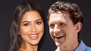 Zendaya and Tom Holland side-by-side portraits (composite)