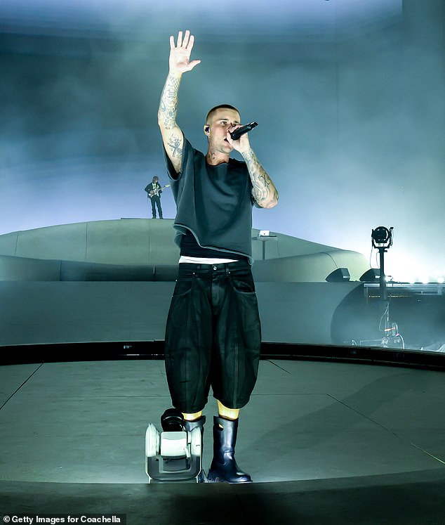 Justin Bieber on the Coachella main stage during his record-breaking headliner set.