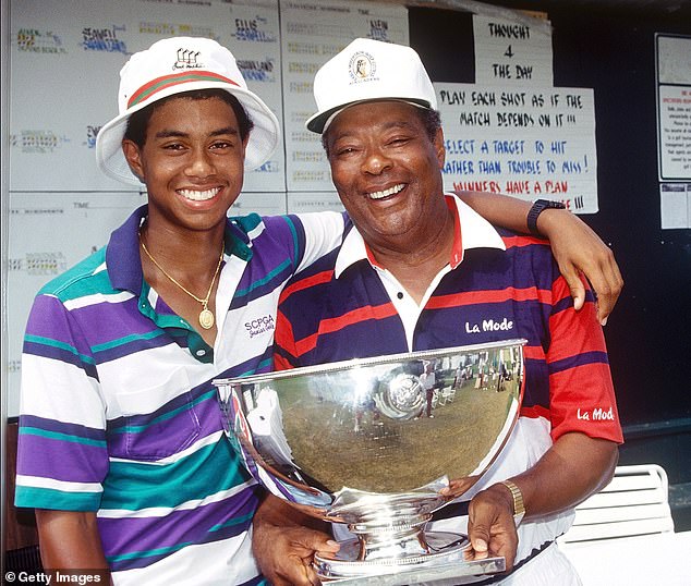 Tiger Woods with his father Earl Woods early in his career