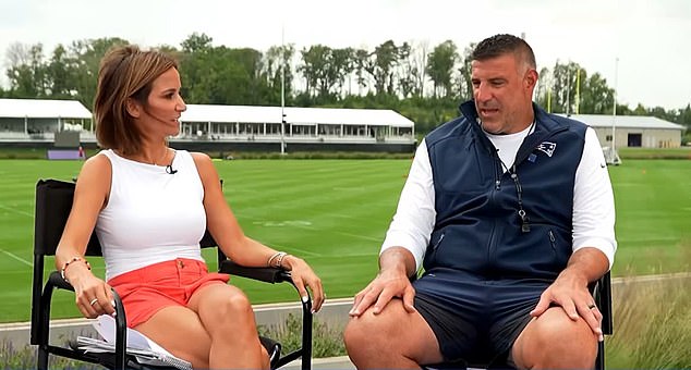 Dianna Russini seen interviewing Mike Vrabel last year after he got the Patriots job