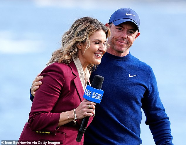 McIlroy pictured with Amanda Balionis after an interview at Pebble Beach, California in February 2025