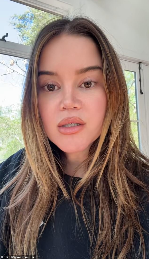 Maren Morris appears in a recent TikTok with a smooth, youthful complexion and sculpted jawline.