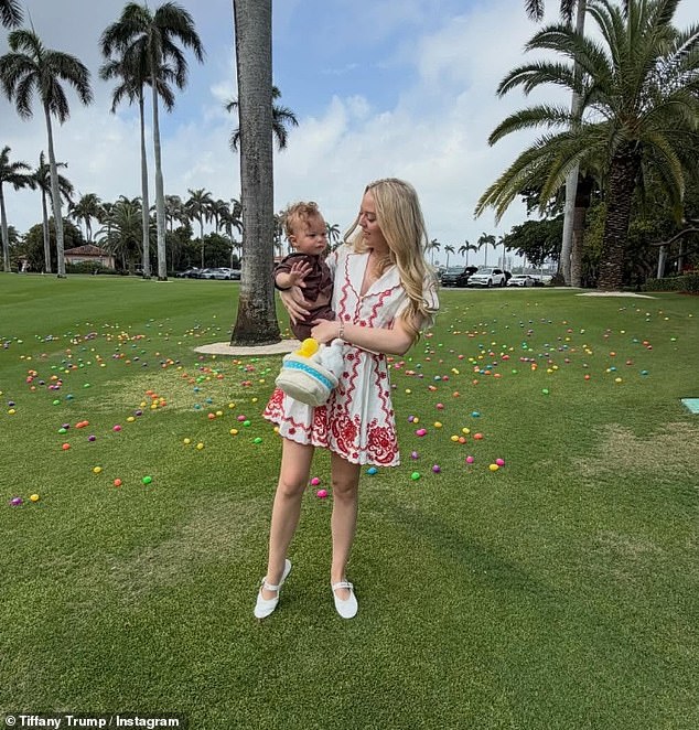 Tiffany Trump holds Alexander during his first Easter egg hunt at Mar-a-Lago