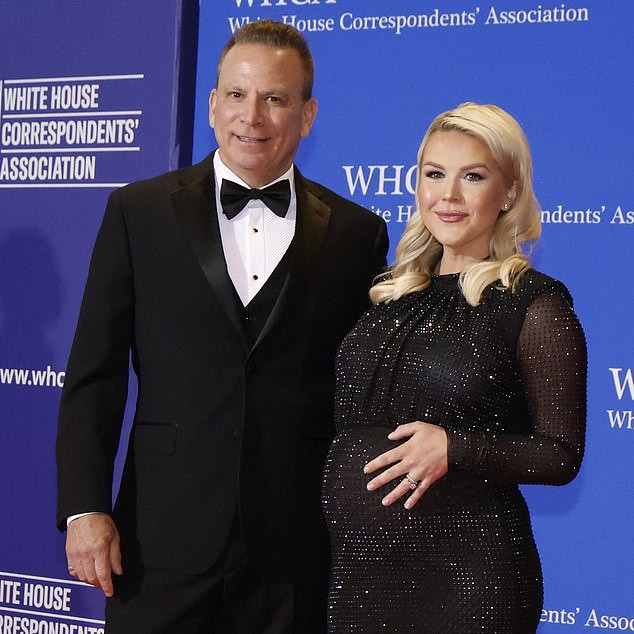 Leavitt, pictured with her husband Nicholas Riccio, is expecting her second child, a girl, any day now - Daily Mail US