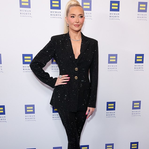 The sale of a potentially $25 million legal claim against Erika Jayne, 54, for $2 million was approved by a Los Angeles bankruptcy court Thursday. Pictured in LA on March 28 - Daily Mail US