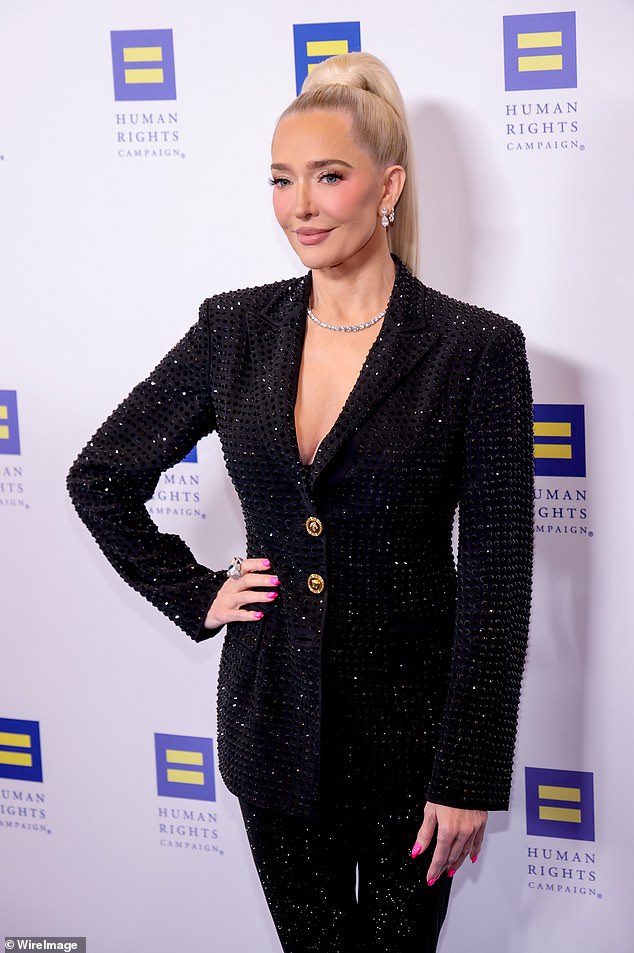 Erika Jayne discussing the litigation during a Real Housewives of Beverly Hills reunion