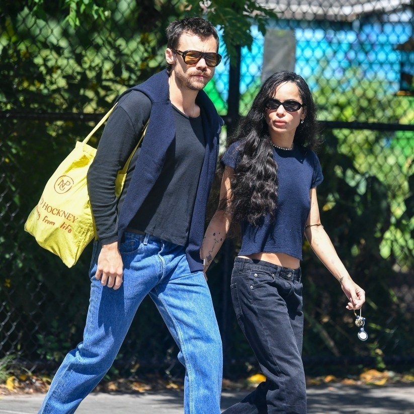 Harry Styles and Zoe Kravitz are engaged, and friends say the pop superstar is "dead set" on having kids with her soon. - The Image Direct / BACKGRID