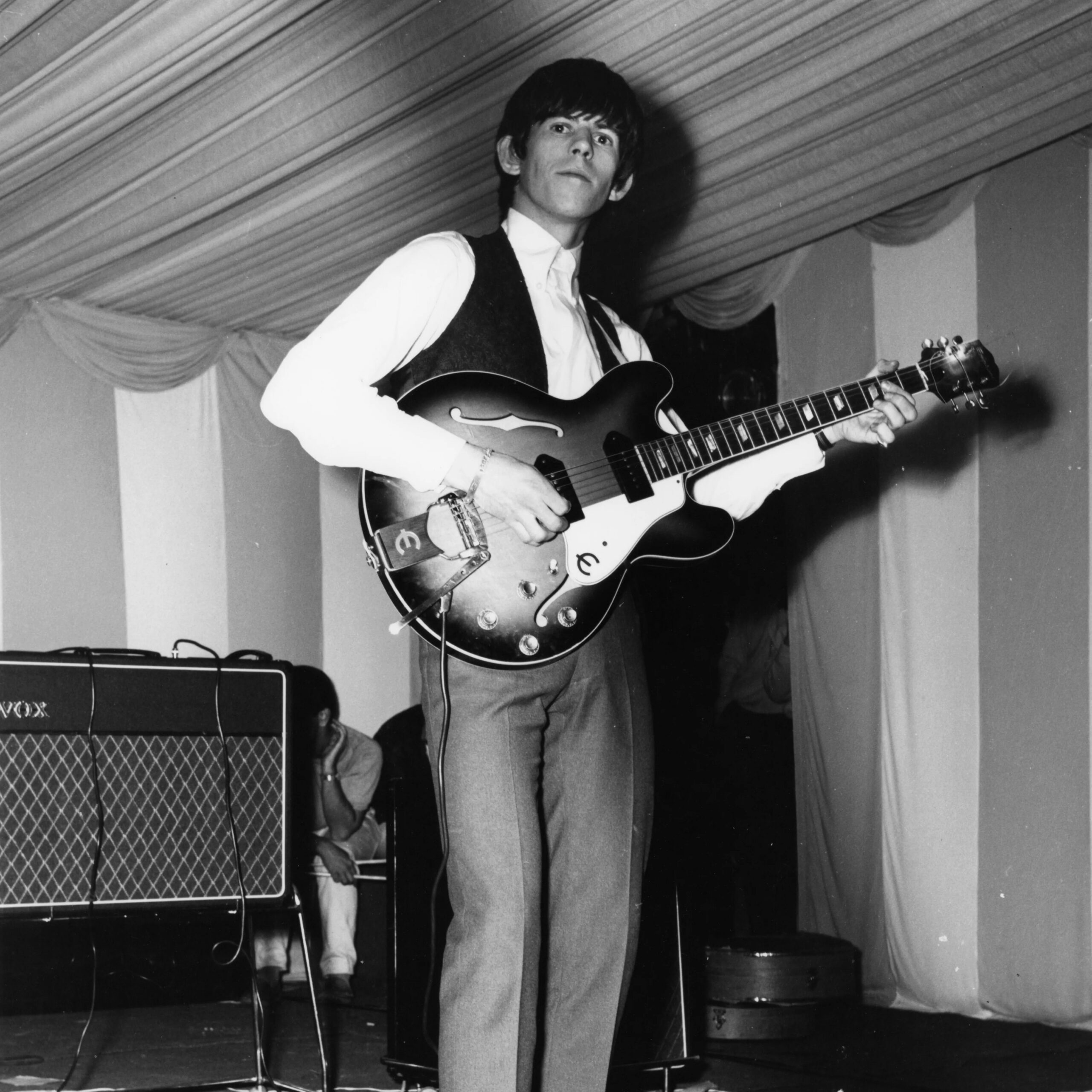 The guitarist, pictured in 1964, almost died by electrocution - Getty Images