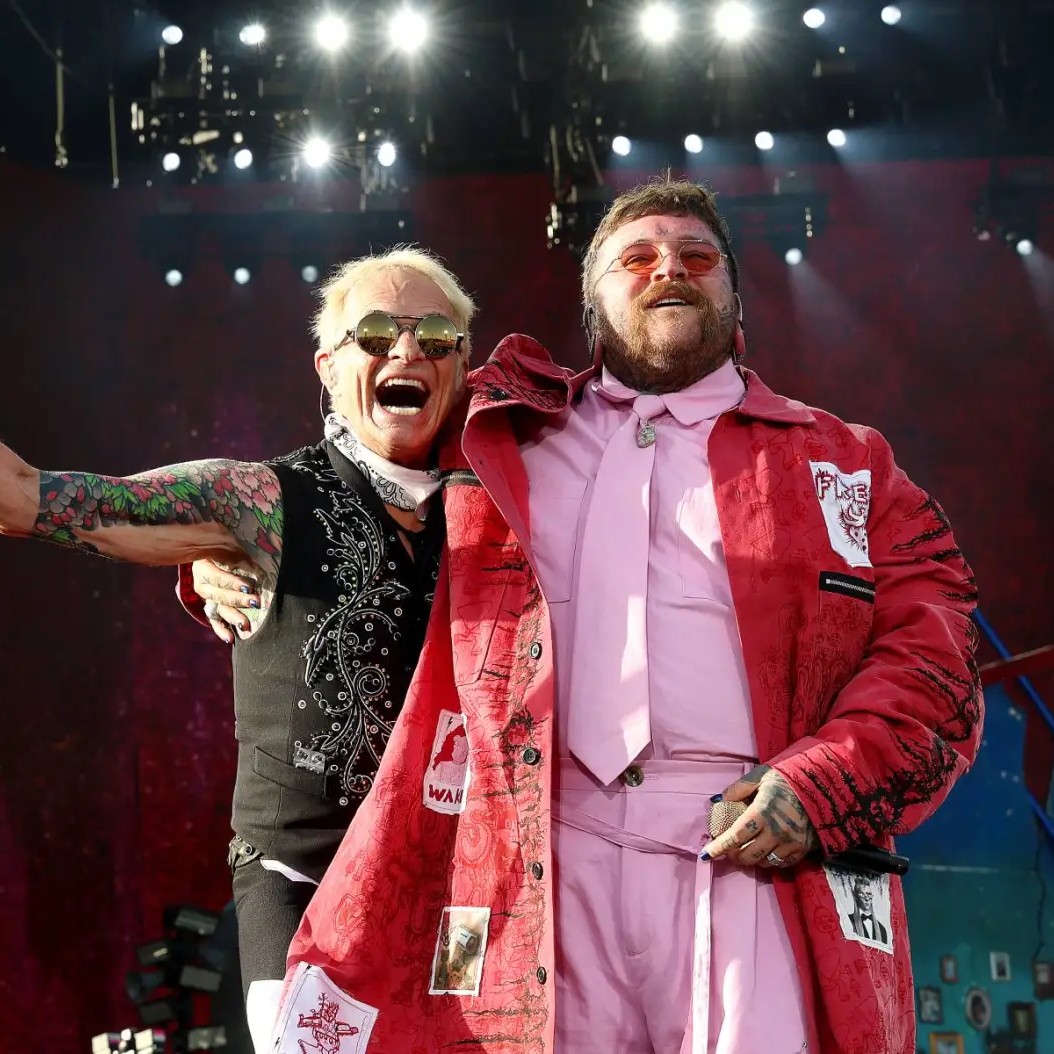 David Lee Roth and Teddy Swims perform at Coachella on April 17. The duo reprised their performance of "Jump" at Stagecoach on Saturday night. - Kevin Mazur/Getty Images for Coachella
